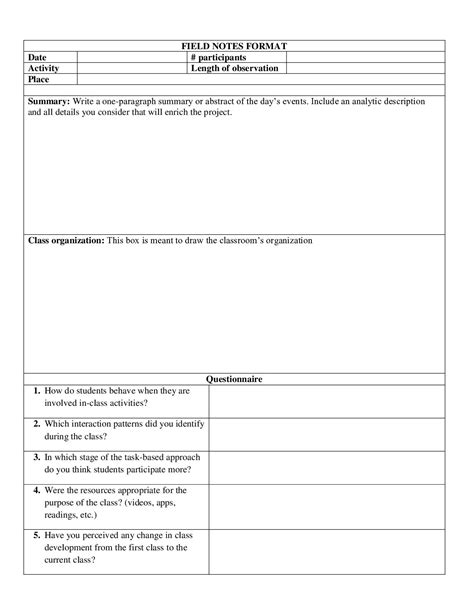 participant observation field notes template